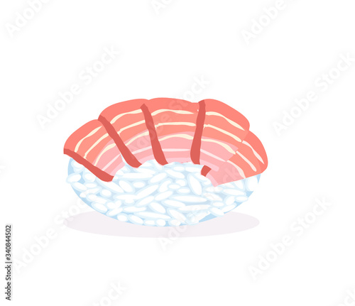 sushi salmon nigiri japanese food asia rice raw fish sea food icon isolated on white background 