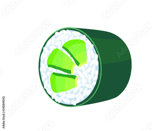 maki avocado sushi japanese food asia rice raw fish sea food icon isolated on white background 