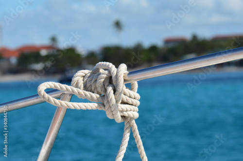 knot on the yacht as a detail closeup