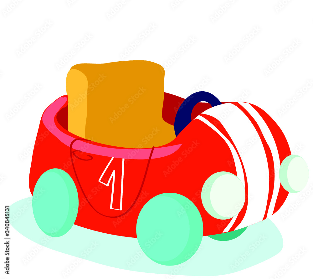 cute cartoon red racing race car drive baby kids icon isolated on white background cute cartoon red racing race car drive baby kids icon isolated on white background