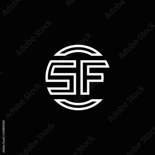 SF logo monogram with negative space circle rounded design template