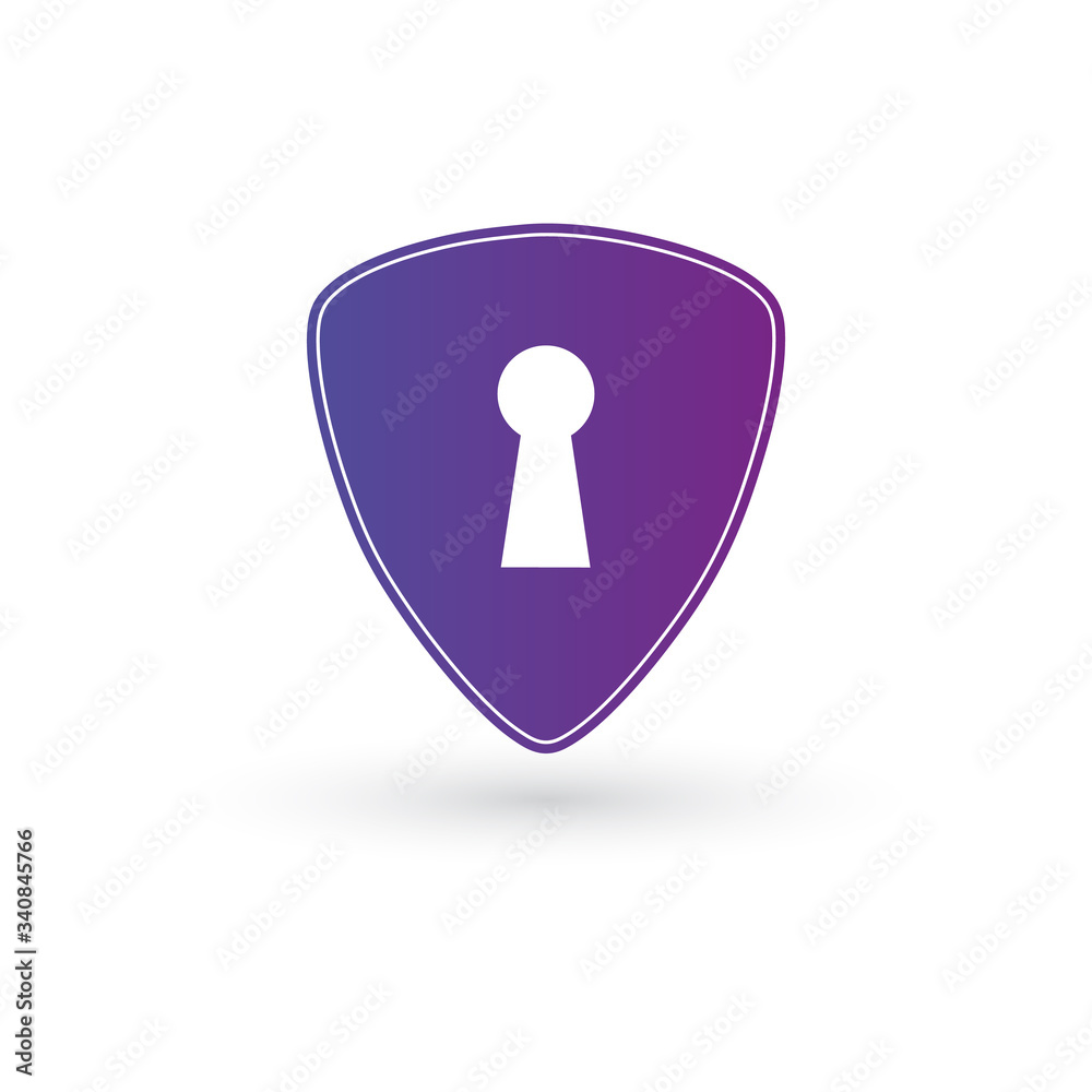 Purple Shield with keyhole. Defense sign Protection concept. Safety badge icon. Privacy banner. Security label. Defense tag. Stock Vector illustration isolated on white background. Purple Shield with keyhole. Defense sign Protection concept. Safety badge icon. Privacy banner. Security label. Defense tag. Stock Vector illustration isolated on white background.