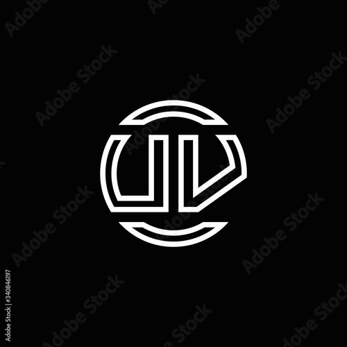 UV logo monogram with negative space circle rounded design template
