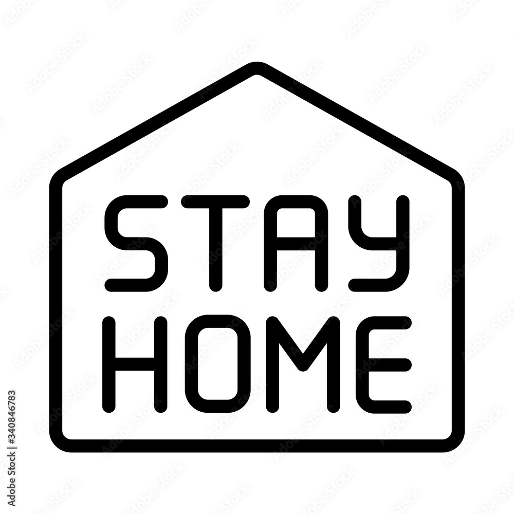 Stay home outline vector icon isolated on white background. 2019-nCoV coronavirus prevention. Stay home lettering Stay home outline vector icon isolated on white background. 2019-nCoV coronavirus prevention. Stay home lettering