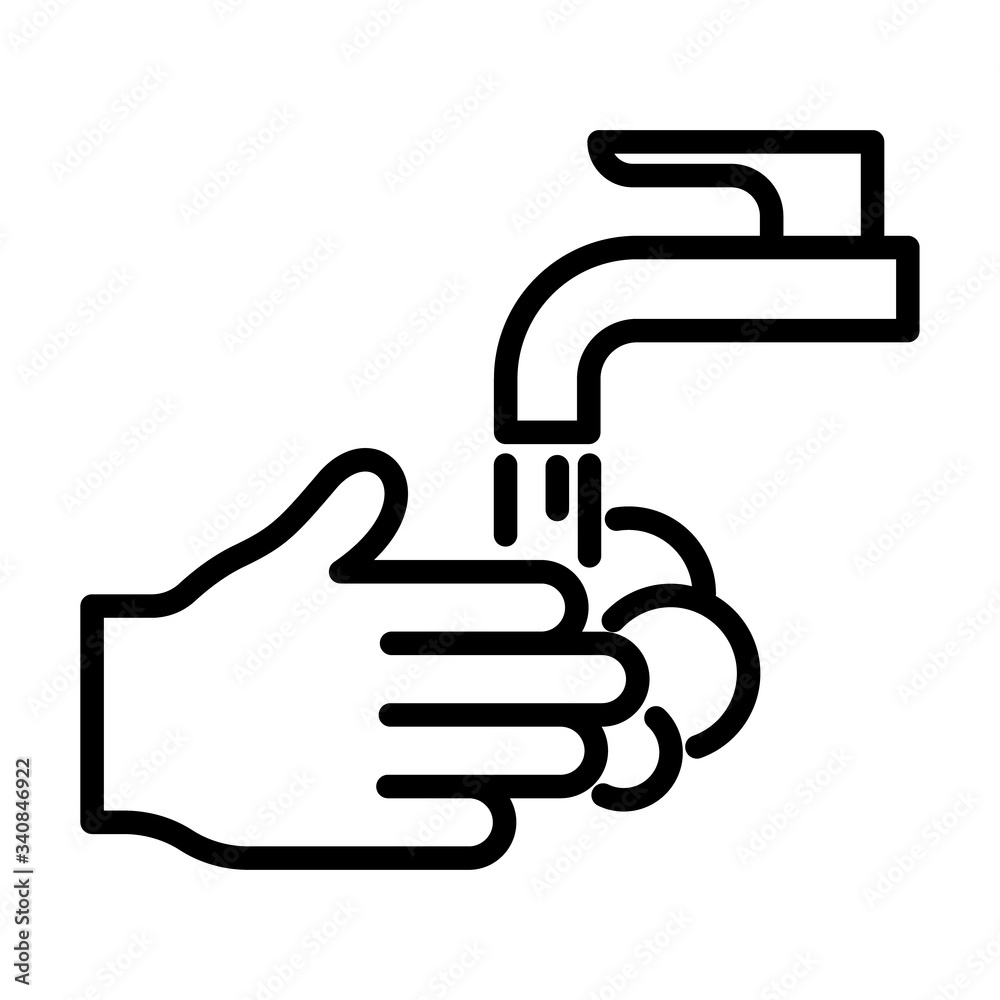 Wash your hands outline vector icon. Covid-19 coronavirus prevention. Wash habds with water and soap Wash your hands outline vector icon. Covid-19 coronavirus prevention. Wash habds with water and soap