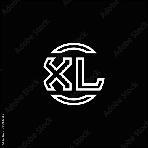 XL logo monogram with negative space circle rounded design template