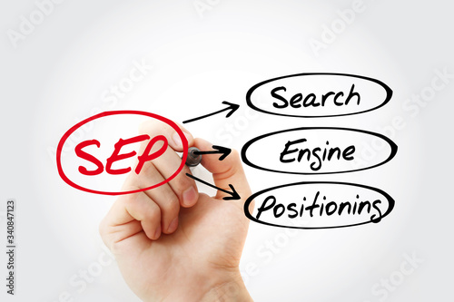 SEP - Search Engine Positioning acronym, business concept background photo