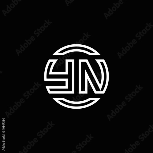 YN logo monogram with negative space circle rounded design template