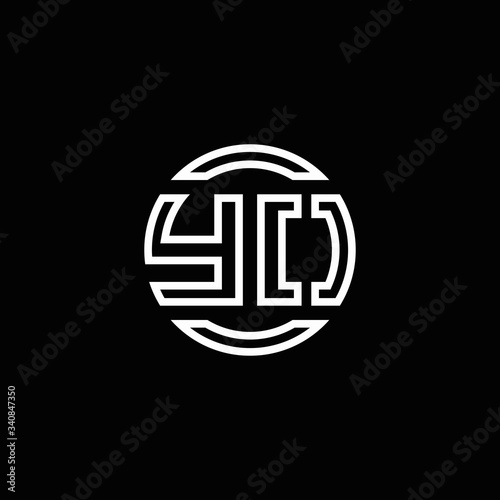 YO logo monogram with negative space circle rounded design template