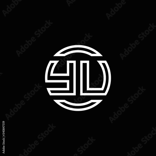 YU logo monogram with negative space circle rounded design template