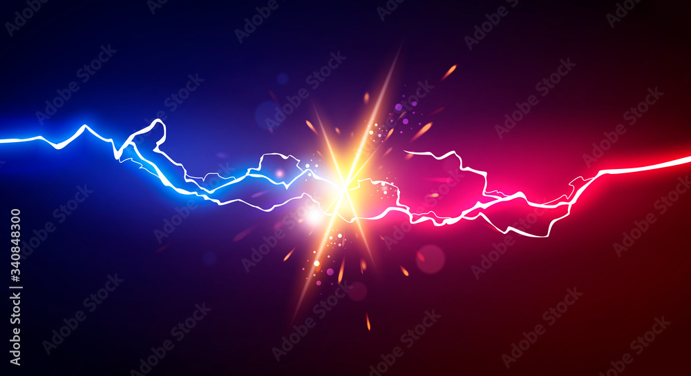 Vector Illustration Abstract Electric Lightning. Concept For Battle, Confrontation Or Fight
