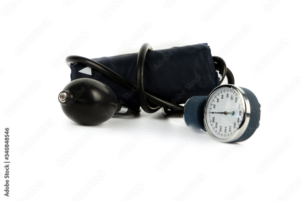 blood pressure monitor and phonendoscope isolated on white background blood pressure monitor and phonendoscope isolated on white background