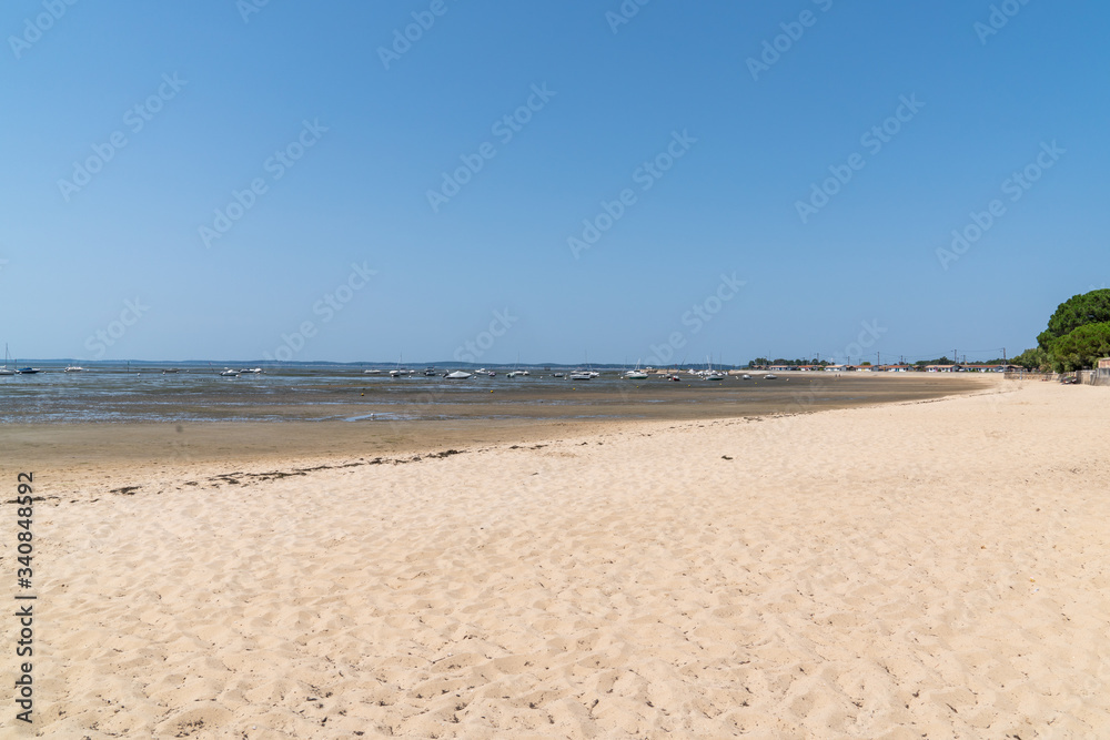 Andernos-les-Bains sand beach in arcachon bay basin Gironde France