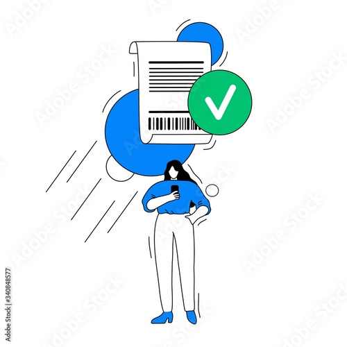 Hand drawn successful electronic payment vector illustration