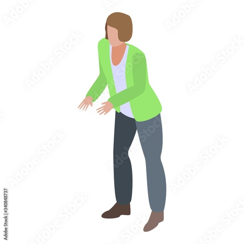 Woman need help icon. Isometric of woman need help vector icon for web design isolated on white background © ylivdesign