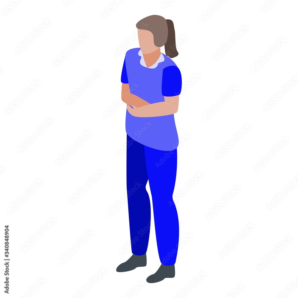 Young girl volunteer icon. Isometric of young girl volunteer vector icon for web design isolated on white background Young girl volunteer icon. Isometric of young girl volunteer vector icon for web design isolated on white background