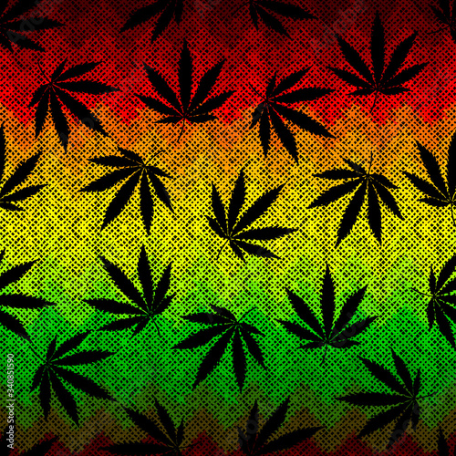 Rastafarian grunge hemp leaves.