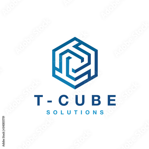 letter t hexagon cube box, logo T T Creative Abstract .
