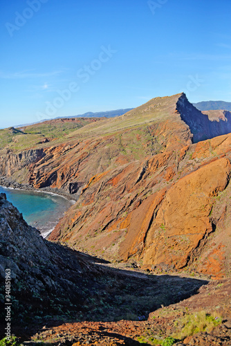 red rocks and blue sky in Madeira Island