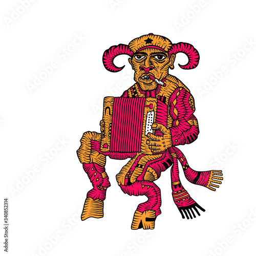 Accordionist. Real man. Pan is an ancient Greek God.