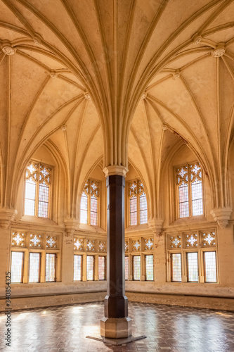 Interior of the Gothic hall of the medieval castle in Malbork  Poland