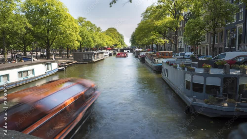 Timelapse of canal river in Amsterdam Timelapse of canal river in Amsterdam
