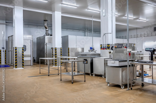 new interior of a packaging production line at a semi-finished factory