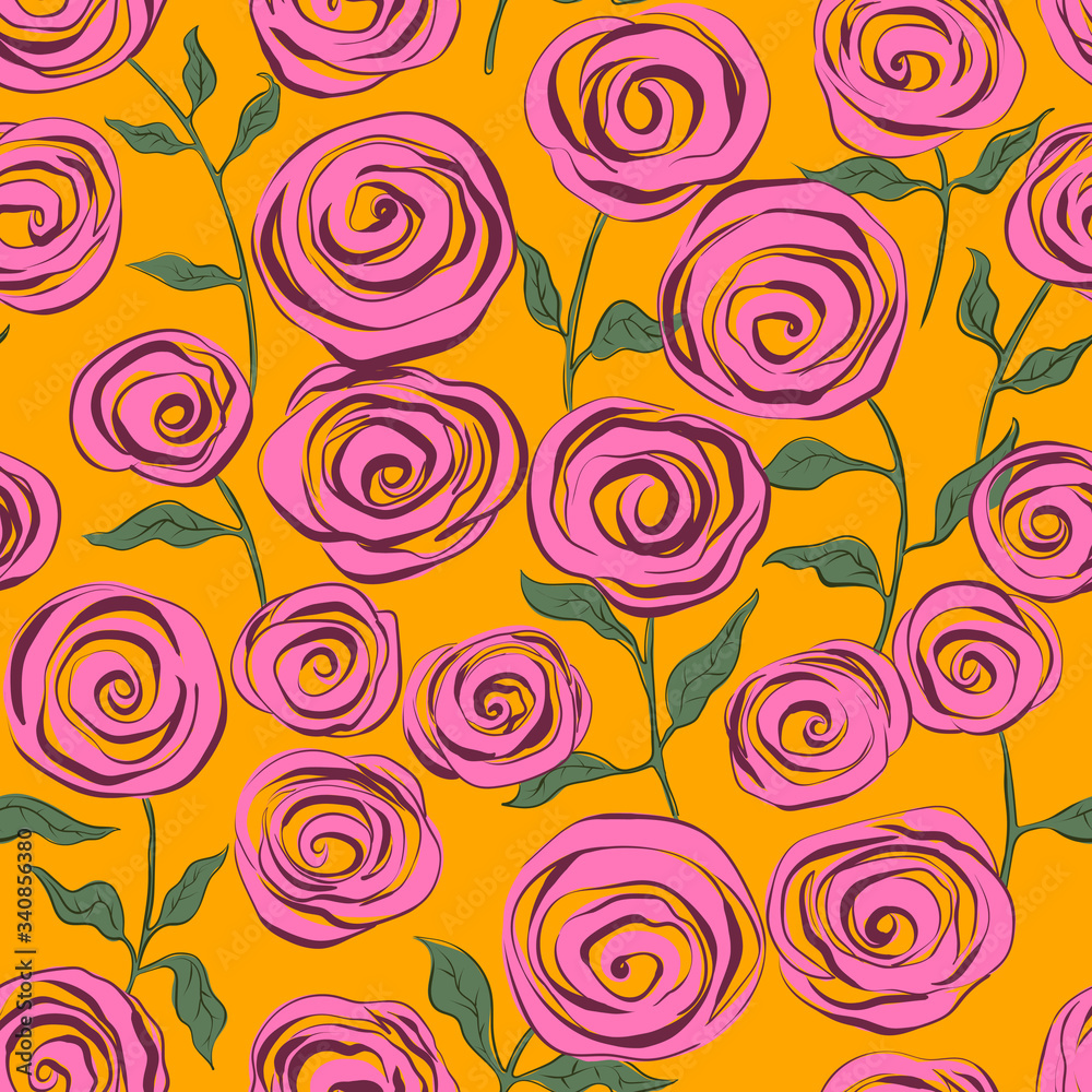 Roses, bouquet of roses. Seamless background. Roses, bouquet of roses. Seamless background.
