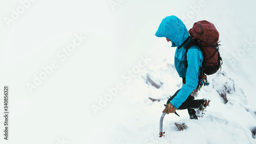 Winter hiking at Forcan Ridge background