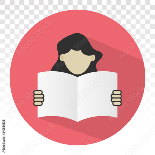 Students reading book or Learn vector flat icon for education apps and websites on a transparent background