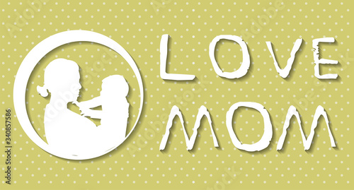mother and son stylized vector silhouette, outlined sketch of mom and child, Happy Mothers Day