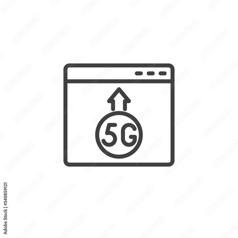5G internet browser line icon. linear style sign for mobile concept and web design. 5G connection speed outline vector icon. Symbol, logo illustration. Vector graphics 5G internet browser line icon. linear style sign for mobile concept and web design. 5G connection speed outline vector icon. Symbol, logo illustration. Vector graphics