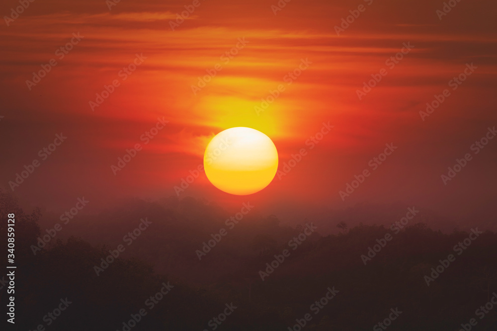 mountain and sunset summer nature background