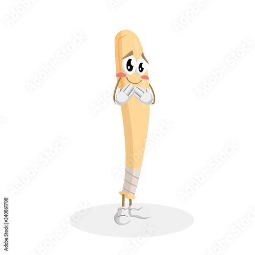Bat baseball Logo mascot ashamed pose and background with flat design style for your mascot branding.
