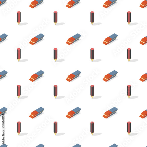 Seamless background from a set of office supplies, vector illustration.