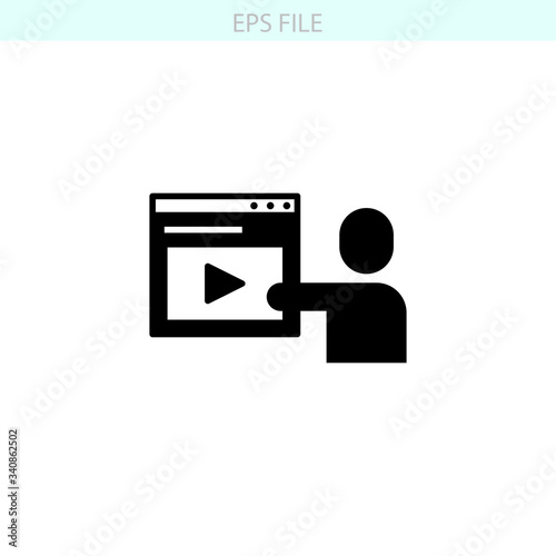Video lesson icon. EPS vector file