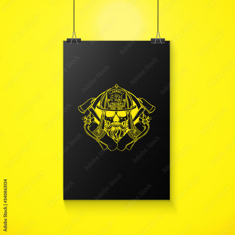 Fototapeta premium Hand drawn sketch, fireman skull