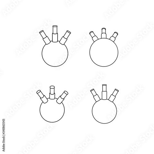 Round bottom flask with three necks set.