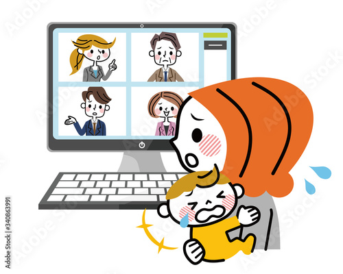 テレワーク　育児