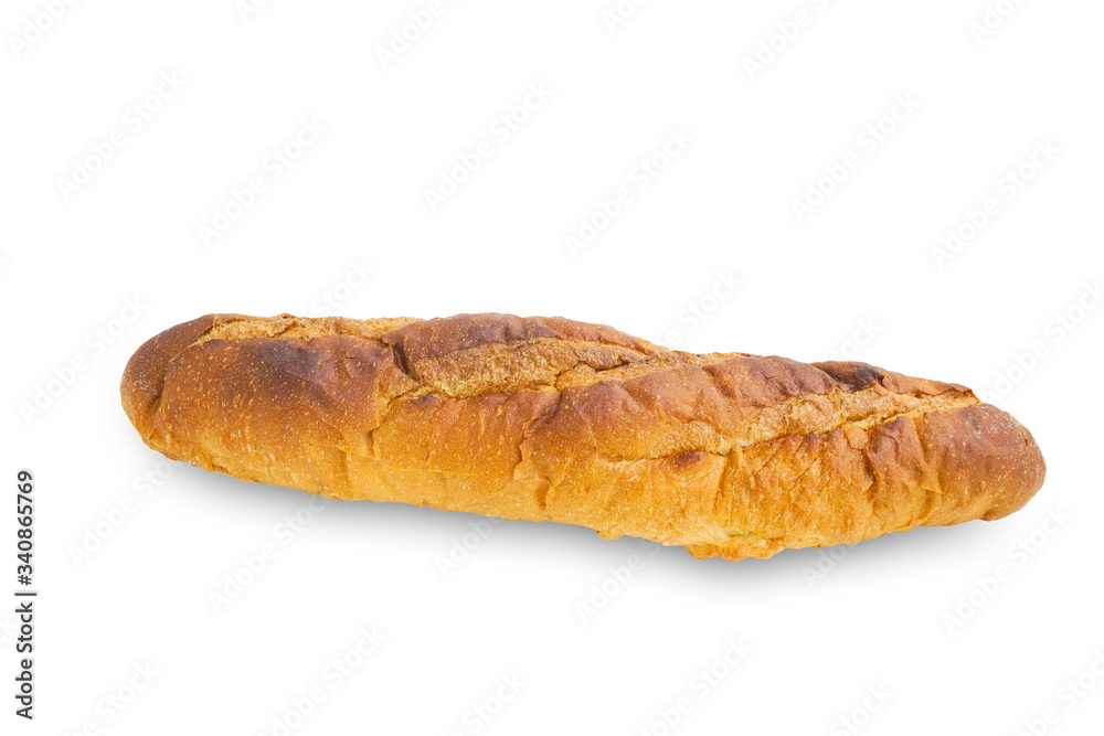 French Baguette bread isolated on white background. This has clipping path.  