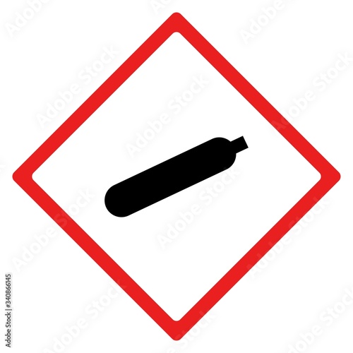 Gas cylinder hazard sign or symbol. Vector design isolated on white background.  Latest hazard signs collection. GHS hazard sign.