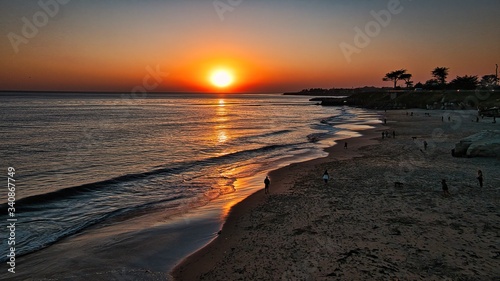Orange pacific ocean sunset on Ventura, California. 
