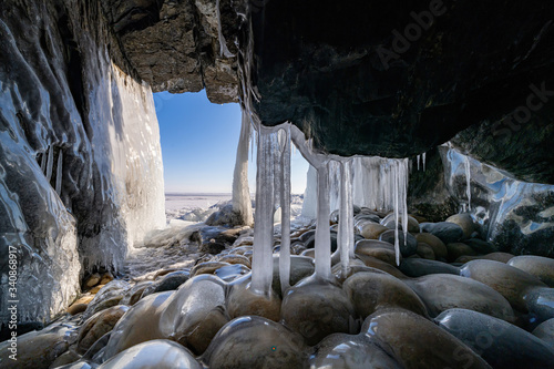 Ice on the inside of the cave