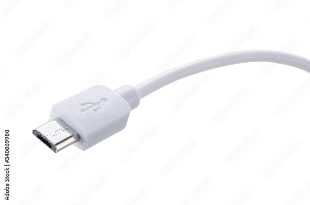 Micro USB placed on white background