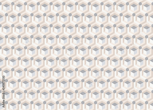 Seamless pattern with 3d color effect. Optical illusion effect. Hexagon element in light cadet grey and pale light grey color, for fabric,T-shirt,textile,wrapping cloth,silk scarf,bandana,swimwear.