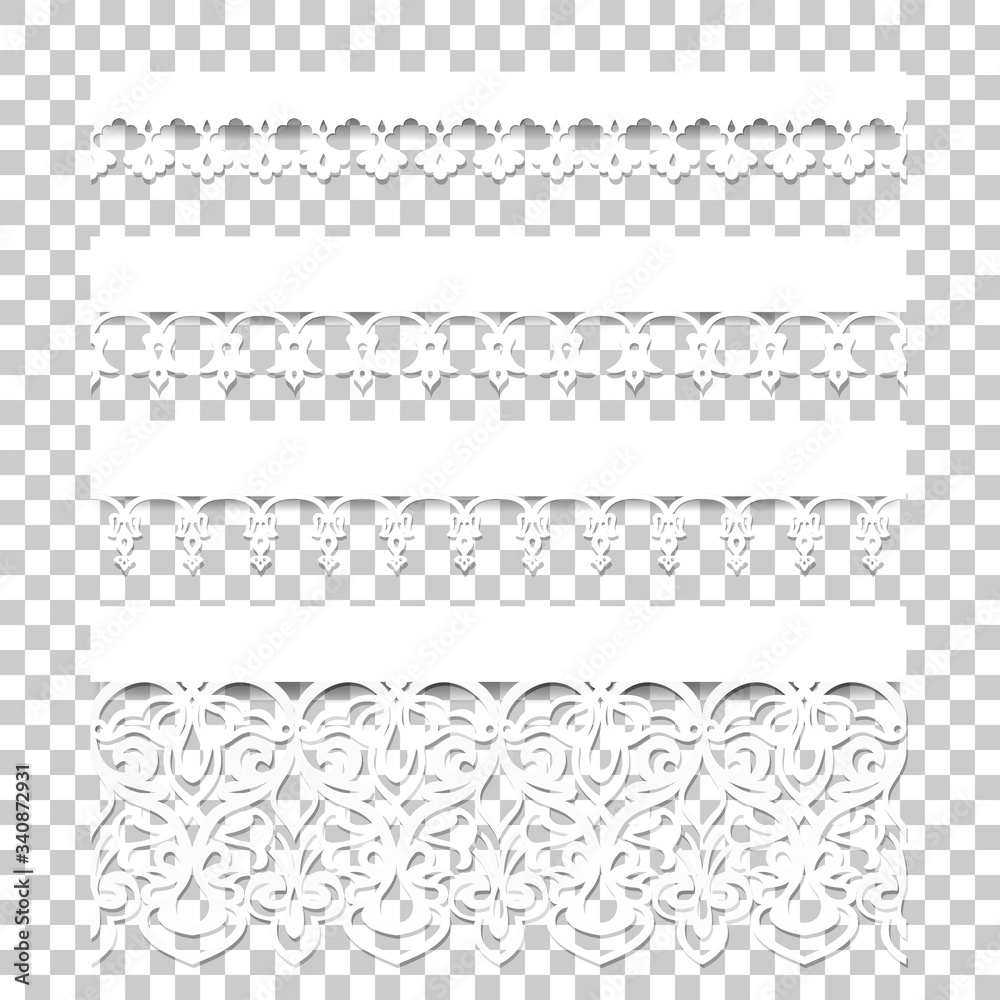 Set of lace borders with shadows