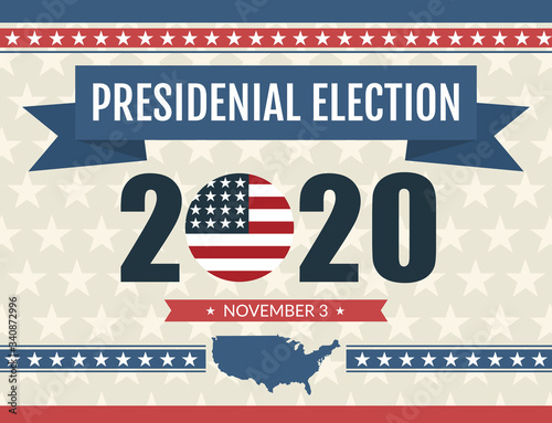 Presidential election 2020, 3 november. Vector illustration poster design.