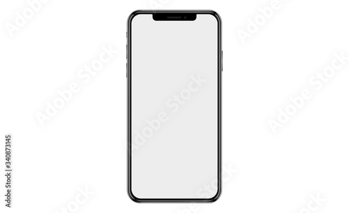 New smartphone with realistic look and blank white screen. Vector template