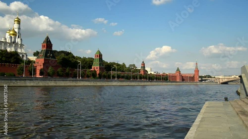 View from the Sofiyskaya Embankment to the Moscow River and the walls of the Moscow Kremlin photo