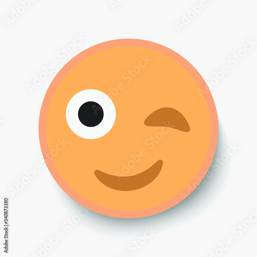Emoji face, illustration icon emotion, vector wink